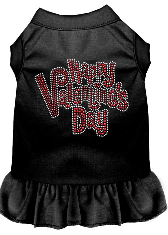 Happy Valentines Day Rhinestone Dress Black XS